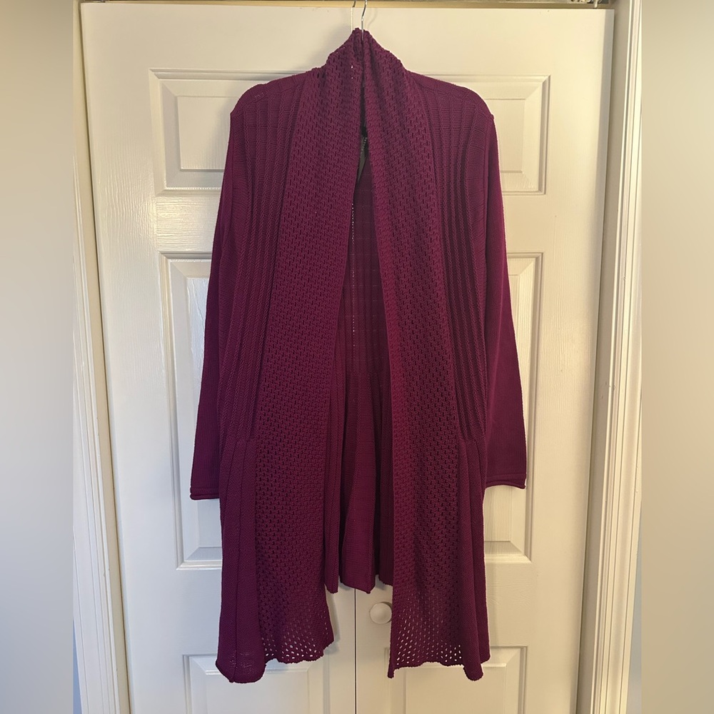 Kim Rogers Women Long Cardigan Sweater 1X Purple